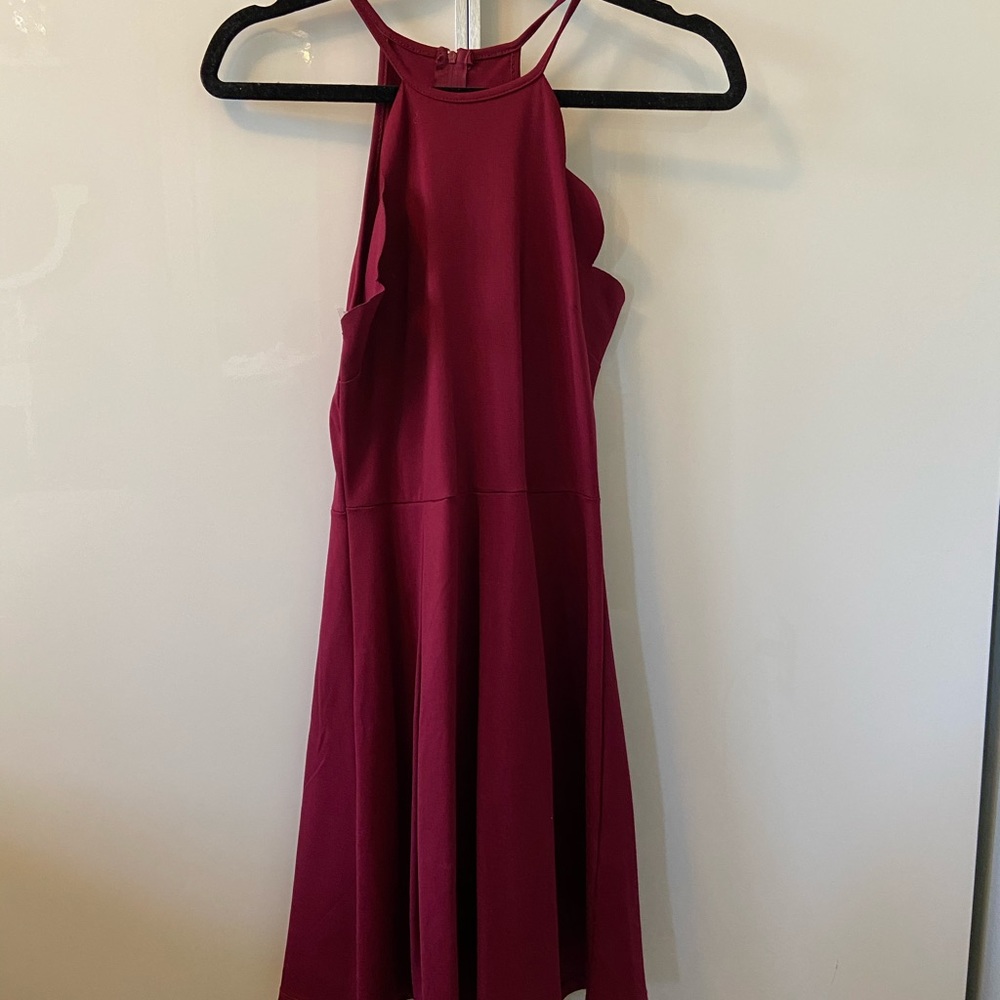 cute maroon skater dress
